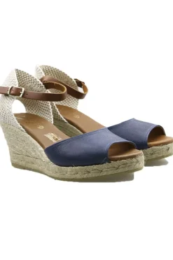 Viguera Esparto Jute Wedge In Navy