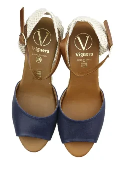 Viguera Esparto Jute Wedge In Navy