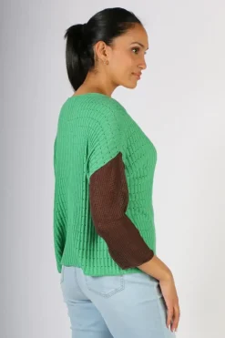 Zaket & Plover Boatneck Block Jumper In Green