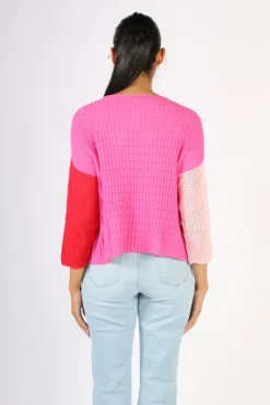 Zaket & Plover Boatneck Block Jumper In Pink