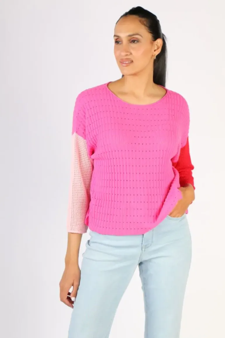 Zaket & Plover Boatneck Block Jumper In Pink